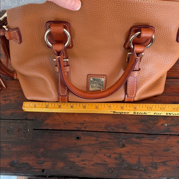 Dooney & Bourke Bristol Caramel Leather Satchel With Detachable Strap. - Picture 16 of 17